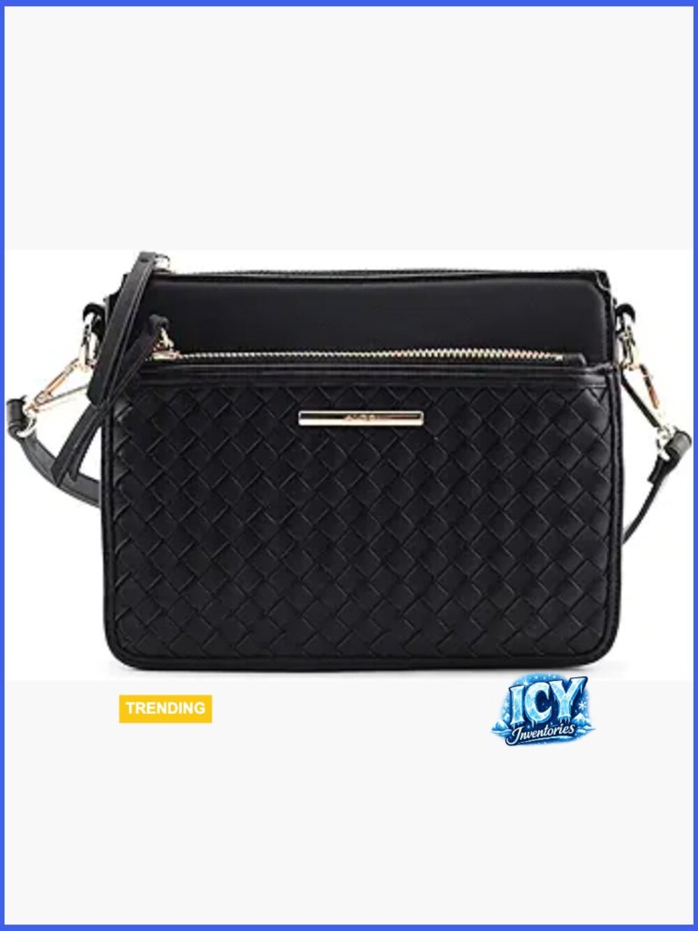 Polyurethane Crossbody Bag with Shoulder Strap, 2 Compartments
